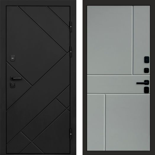 Входная дверь Termo-door Стоун Black - Горизонт Грей софт