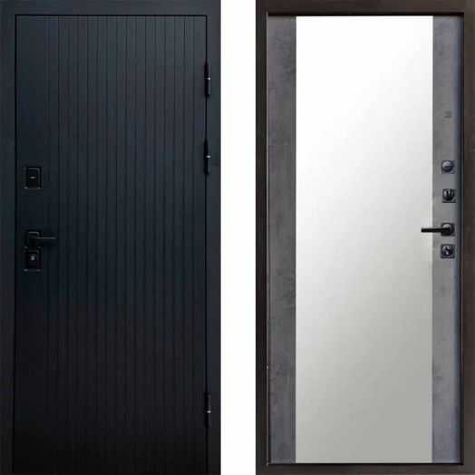 Входная дверь Termo-door Твист Black style - Зеркало Бетон темный