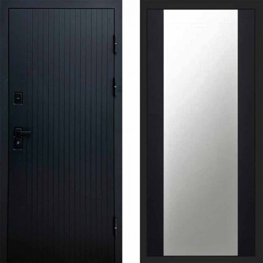 Входная дверь Termo-door Твист Black style - Зеркало Черный кварц+тонировка