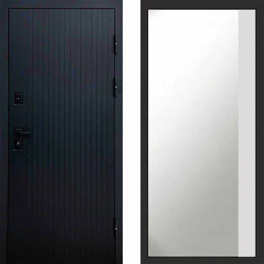 Входная дверь Termo-door Твист Black style - Широкое Зеркало Фацет Белый софт