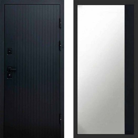 Входная дверь Termo-door Твист Black style - Широкое Зеркало Фацет Черный кварц