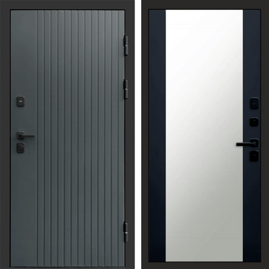 Входная дверь Termo-door Твист Грей style - Зеркало Черный кварц+тонировка