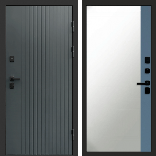 Входная дверь Termo-door Твист Грей style - Широкое Зеркало Фацет Грей софт