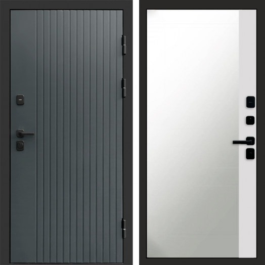 Входная дверь Termo-door Твист Грей style - Широкое Зеркало Фацет Белый софт