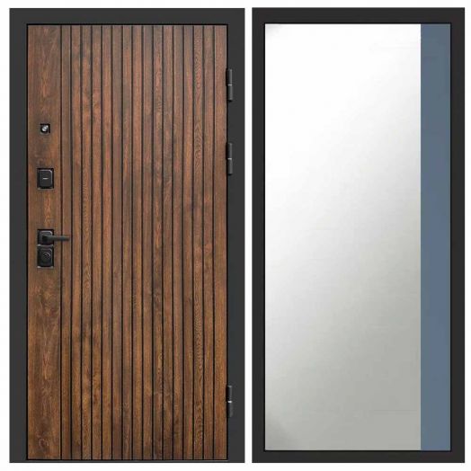 Входная дверь Termo-door Твист Дуб style - Широкое Зеркало Фацет Грей софт