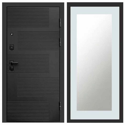 Входная дверь Termo-door Фаворит Black - Зеркало триумф Белый софт