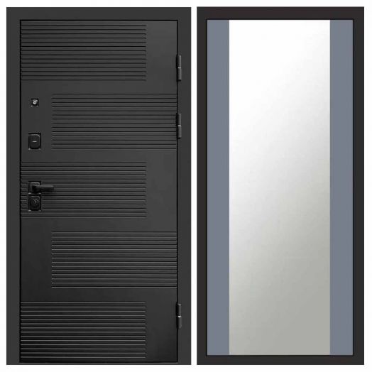 Входная дверь Termo-door Фаворит Black - Зеркало Грей софт