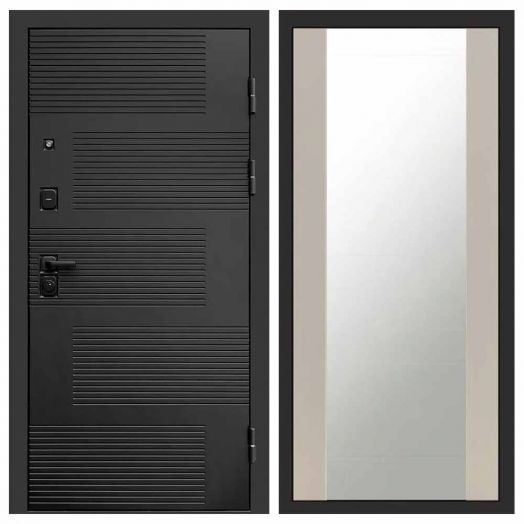 Входная дверь Termo-door Фаворит Black - Зеркало Слоновая кость