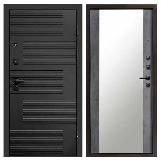 Входная дверь Termo-door Фаворит Black - Зеркало Бетон темный