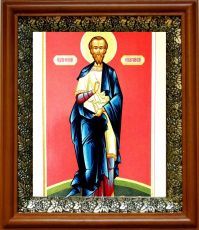 Икона Евгений Севастийский в киоте с басмой Виноградная Лоза (UV-печать)(30343)