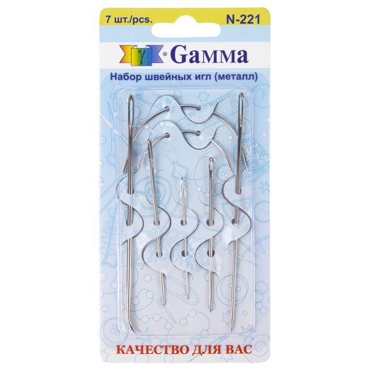 Иглы для шитья и ремонта ручные "Gamma" 7 шт. в блистере N-221
