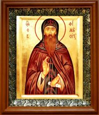 Икона Евфимий Суздальский в киоте с басмой Виноградная Лоза (UV-печать)(30353)
