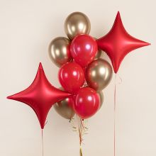 БУКЕТ ШАРОВ "СИРИУС" КРАСНЫЙ САТИН С ГЕЛИЕМ.