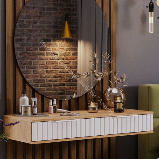 Стол туалетный Хилтон - 402.007.000 Дуб Крафт золотой, Белый матовый