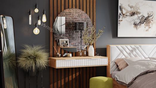 Стол туалетный Хилтон - 402.007.000 Дуб Крафт золотой, Белый матовый