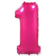 Цифра "1" фольгированная (40/102) Фуксия