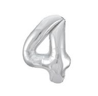 Цифра "4" фольгированная SLIM (40/102) Серебро
