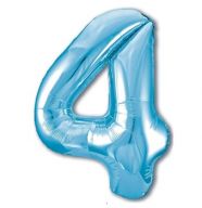 Цифра "4" фольгированная (102/120) Slim  Голубой