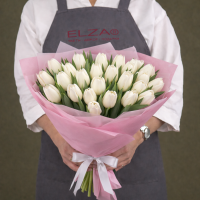 Тюльпаны белые в упаковке (от 11 шт)