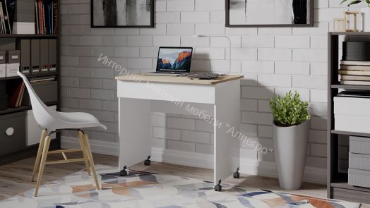 Стол с зеркалом «Diamond» тип 2 Дуб Сонома, Белый Ясень