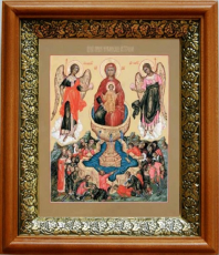 Икона Живоносный Источник в киоте с басмой Виноградная Лоза (UV-печать)(33075)