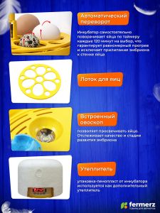 Мини-инкубатор на 6 куриных яиц со встроенным овоскопом