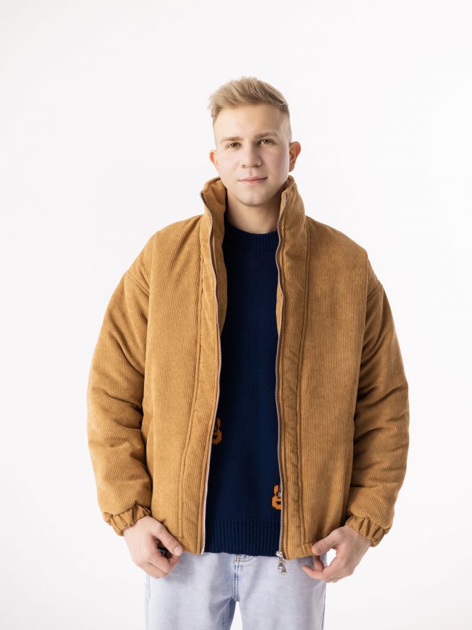 Бомбер вельветовый кэмел