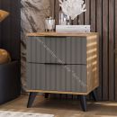 Тумба прикроватная «Хилтон» с опорами Черный матовый, Дуб Крафт золотой, Графит матовый