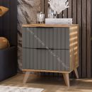 Тумба прикроватная «Хилтон» с опорами Бук матовый, Дуб Крафт золотой, Графит матовый