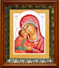 Игоревская икона Божьей Матери в киоте с басмой Виноградная Лоза (UV-печать)(30418)