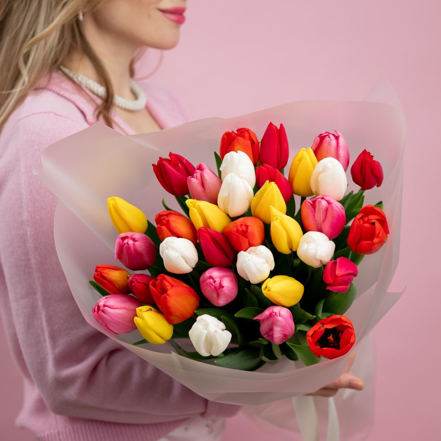 Тюльпаны яркий микс от 15шт