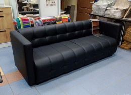 Диван Босс 215см  (ш2150*г750*в750мм) черная экокожа