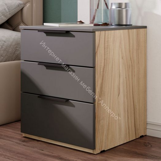 Тумба прикроватная «Порто» - ТД-393.03.01 Яблоня Беллуно, Графит софт