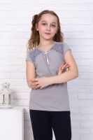 Виринея короткий рукав блузка детская [серый]