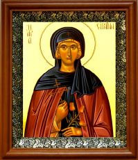 Икона Ирина Каппадокийская в киоте с басмой Виноградная Лоза (UV-печать)(30489)