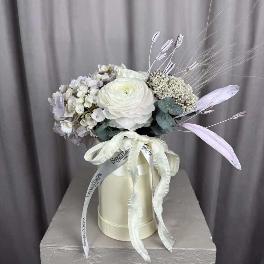 Сборная лимонная коробочка с гортензией