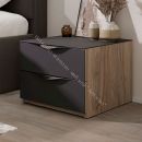 Тумба прикроватная с 2 ящиками «Глосс» - ТД 319.03.01 Яблоня Беллуно, Стекло Графит матовый