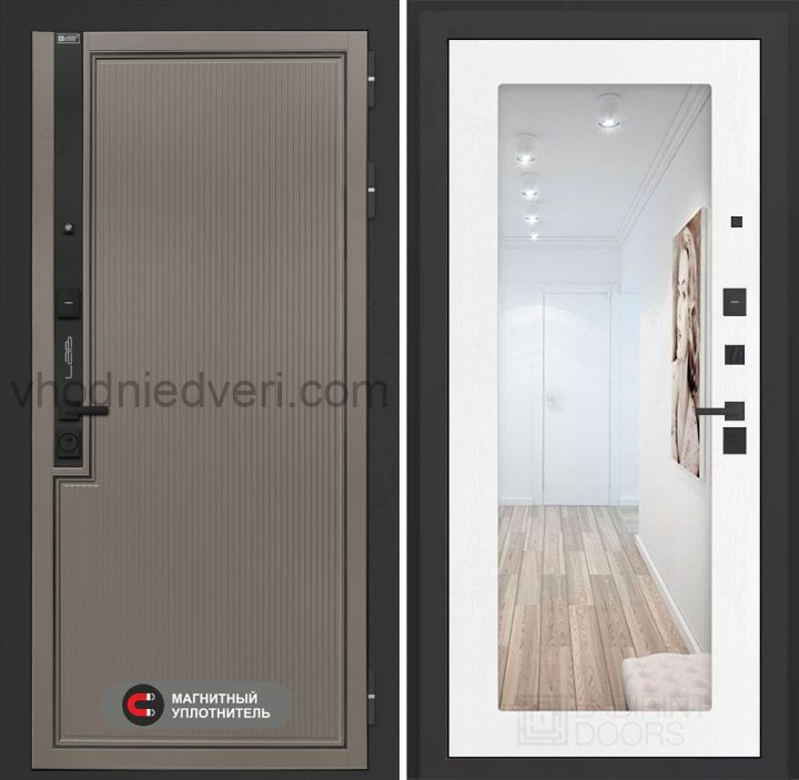 Входная дверь Лабиринт Лаб 1 Про - Зеркало 18 Белое дерево