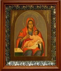 Козельщанская икона Божьей Матери в киоте с басмой Виноградная Лоза (UV-печать)(30527)