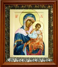 Коневская икона Божьей Матери в киоте с басмой Виноградная Лоза (UV-печать)(30529)