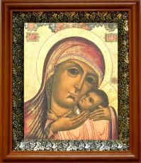 Корсунская икона Божьей Матери в киоте с басмой Виноградная Лоза (UV-печать)(30538)