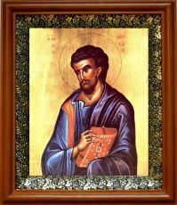 Икона Лука, апостол в киоте с басмой Виноградная Лоза (UV-печать)(30561)