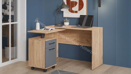 Стол трансформер Тип 1 «Норман» Дуб Крафт золотой, Графит Серый