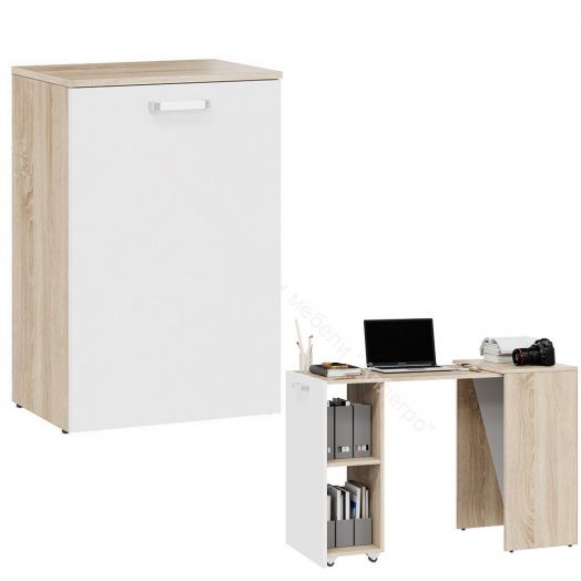 Стол письменный Тип 1 «Бостон» Дуб Сонома, Белый Ясень