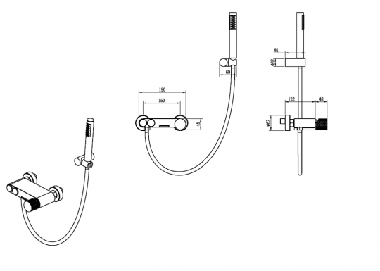 Смеситель для ванны с ручкой Diamond Boheme Stick 123 схема 14