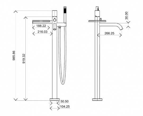 Смеситель для ванны напольный с ручкой Touch Boheme Stick 129 схема 12 Смеситель для ванны напольный с ручкой Touch Boheme Stick 129 схема 12