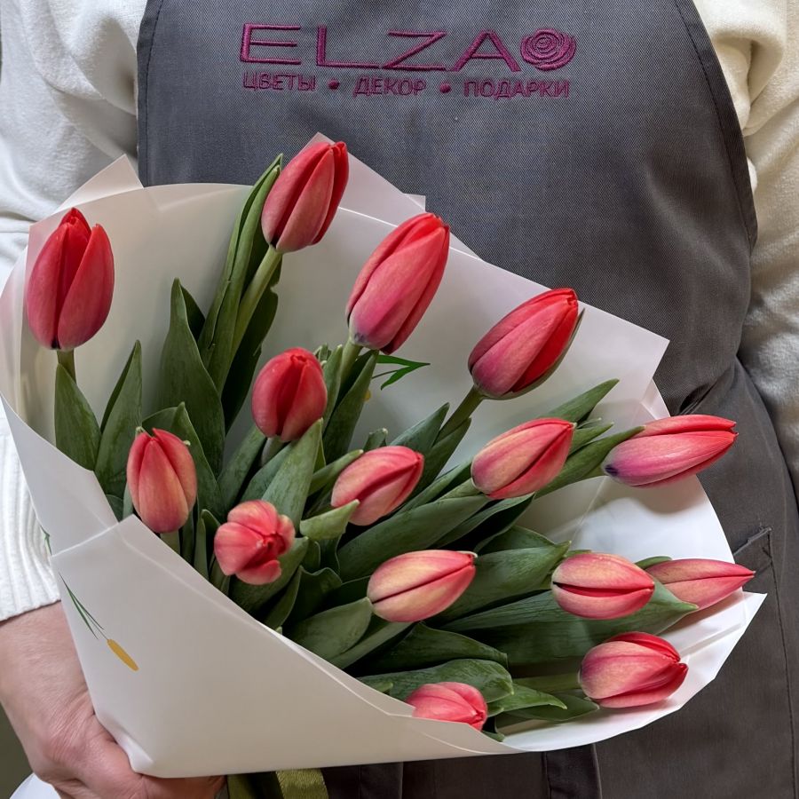 Тюльпаны красные в упаковке (от 11 шт)