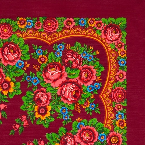 Платок павловопосадский 89*89 см Матрешка [05]