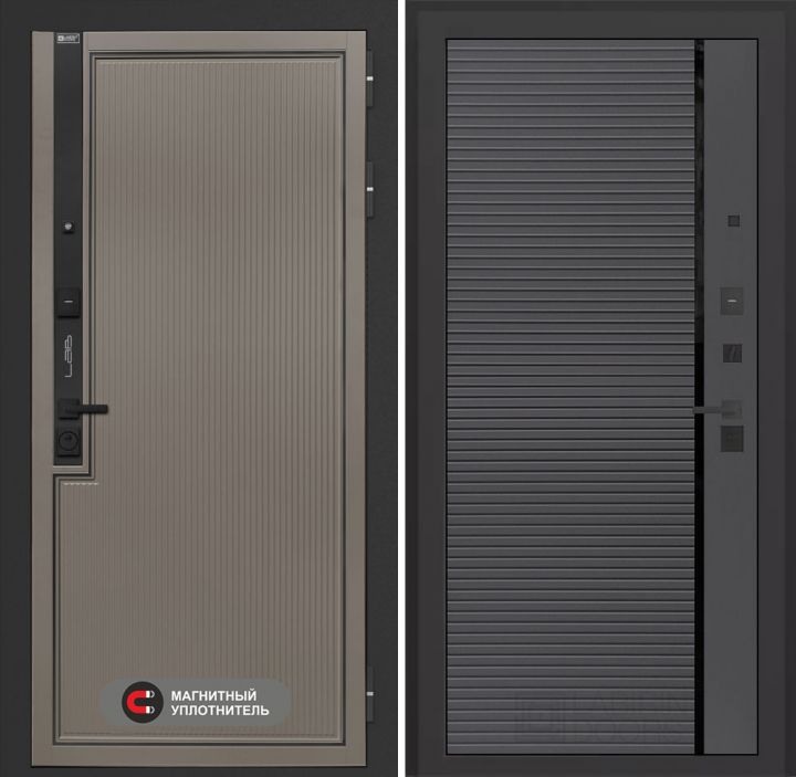 Входная дверь Лабиринт Лаб 1 Про - 22 Графит софт черная вставка