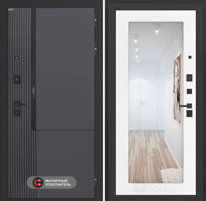 Входная дверь Лабиринт Лаб 2 Про - Зеркало 18 Белое дерево